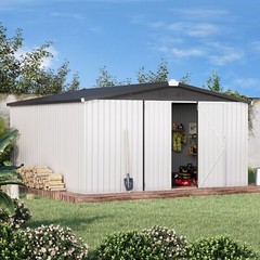 AECOJOY 4’x6’/ 6’x8′ Outdoor Metal Storage Shed for Garden Tools Lockable Door
