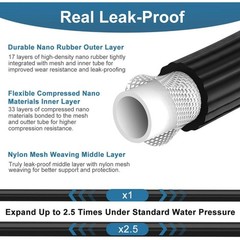 Lightweight Expandable 50ft Garden Hose with 10 Function Nozzle, Brass Fittings