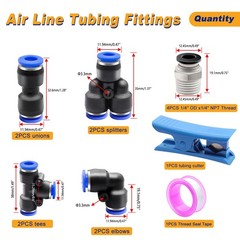 Air Line Tubing Kit,1/4″ Air Hose,1/4″ (6.35MM) OD 32.8FT Polyurethane PU Air