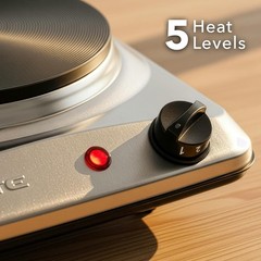 Electric Countertop Single Burner,1000W Cooktop with 7.25 Inch Cast Iron Silver