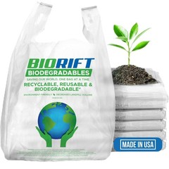 Biorift 1000ct Large T-Shirt Bags | Durable Grocery Shopping Bags | Made in USA