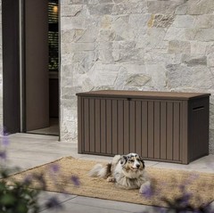 Keter 170 Gal. Resin Deck Box Large Indoor/Outdoor Storage, Brown