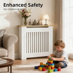 Modern Radiator Cover with Table Top, White Radiator Cabinet, Enclosure for Home