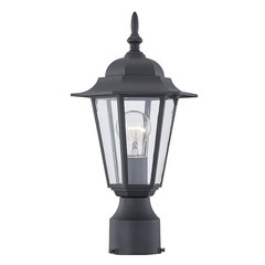 Pia Ricco 1-Light Black Aluminum Outdoor Post Light Fixture Weather Resistant