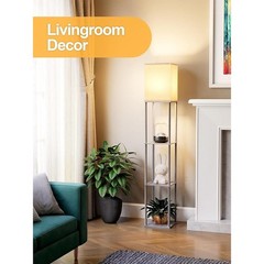 Open Top Floor Lamp W/ Shelves 3 Color Temperature LED Bulb Storage Display New