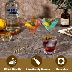 Metal Martini Cocktail Picks Gold, Skewers for Olive 4.2 in to 4.38 in, Stainles