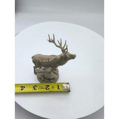 Bugling Elk Figurine 3D Printed Wildlife Statue Tan Rustic Cabin Decor 4 Inch