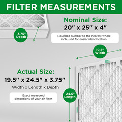 20x25x4 MERV 8 Pleated AC Furnace Air Filters. 6 Pack (Actual Depth: 3-3/4″)