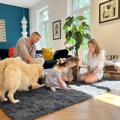 OLANLY Area Rugs for Living Room Bedroom, Machine Washable 4×5.9 Ft, Grey