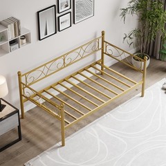 Metal Daybed Frame Twin Size with Headboard Heavy Duty Slats Platform Sofa Bed
