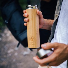 Leela Quantum Water Bottle in bamboo design, Vacuum Seal Leak-proof Lid, Cold…