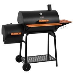 Royal Gourmet Charcoal Grill with Offset Smoker,Side Table and Front Table,Black