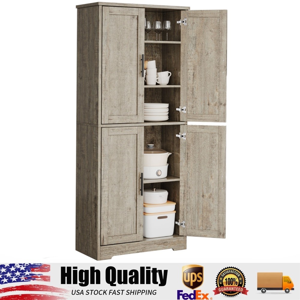 70″ Tall Kitchen Pantry Cabinet, Storage Cabinet with Doors & Adjustable Shelves