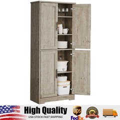 70″ Tall Kitchen Pantry Cabinet, Storage Cabinet with Doors & Adjustable Shelves