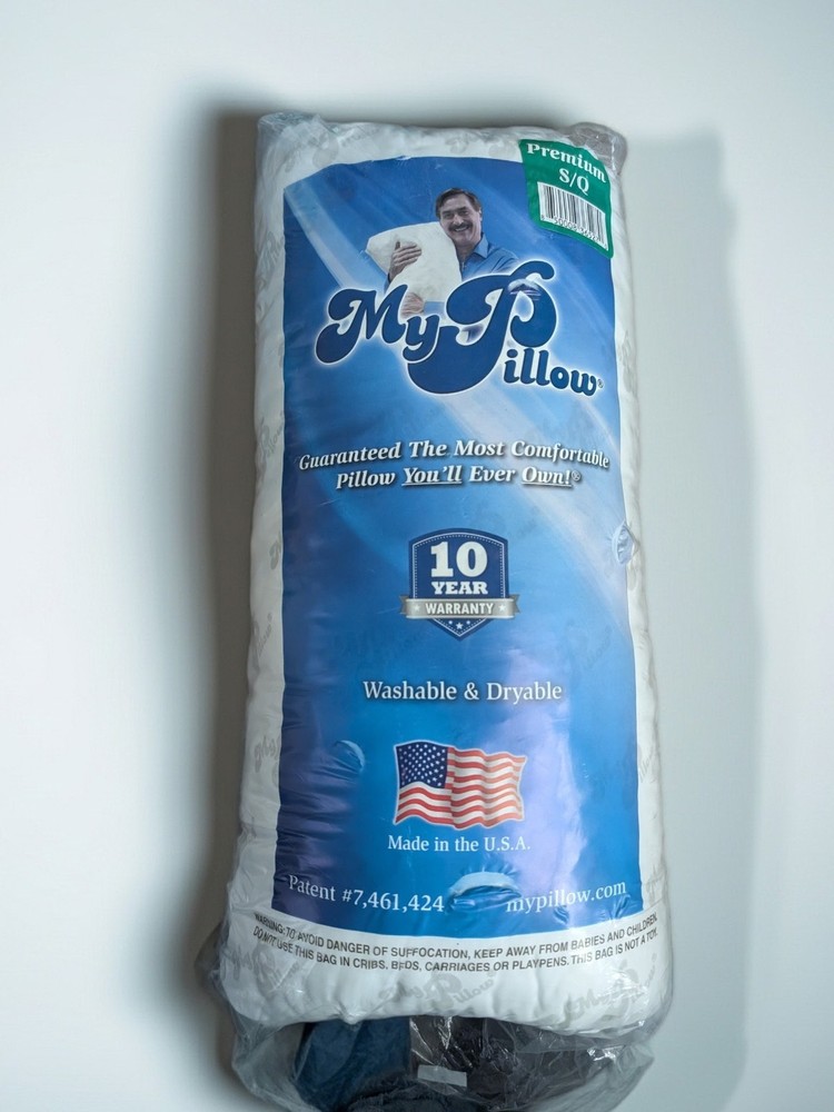 MyPillow Premium S/Q Bed Pillow Machine Washable & Dryable White/Blue
