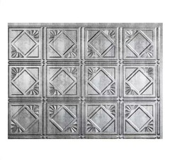 (PACK OF 4) Fasade 18.25in. x 24.25in. Crosshatch Silver PVC Backsplash