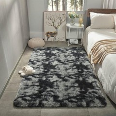 Modern Grey Tie-Dye Shag Area Rug (3×5) – Super Soft & Machine Washable