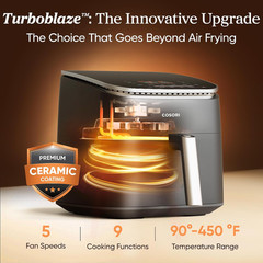 Cosori 9-In-1 Turboblaze Air Fryer 6 Qt, Premium Ceramic Coating, 90°–450°F, Pre