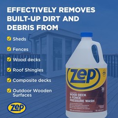 Zep Wood Deck and Fence Pressure Wash Cleaner Concentrate – 1 Gallon (Case of 4)