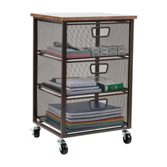 13 In. W X 24.25 In. H X 15.75 In. D Black Pull-Out Metal 3-Drawer Storage Cart