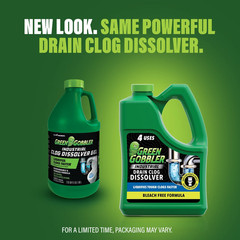 Green Gobbler Industrial Strength Drain Clog Remover & Cleaner Liquid Gel- 64Oz,