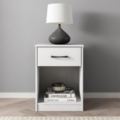 Ardent Nightstand Bedside Table with 1 Drawer End Side Table Bedroom White