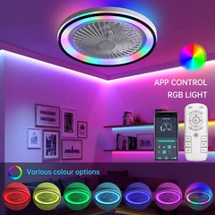19IN Smart Bladeless Ceiling Fan with RGB Light Remote LED Voice/App Control US