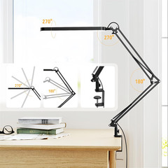LED Desk Lamp Adjustable Swing Arm Eye Care 5 Modes 11 Brightness Memory Black