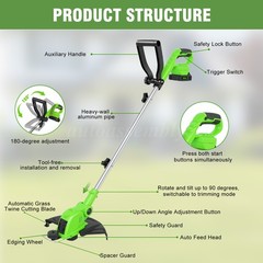 2-IN-1 Electric Cordless Grass String Trimmer Lawn Edger Weed Wacker Cutter USA
