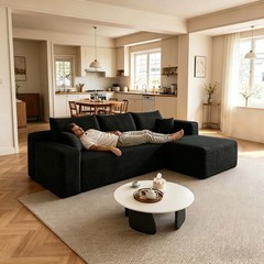 95″ Boneless Couch Right Chaise L Shape Sectional Cloud Sofa Set for Living Room