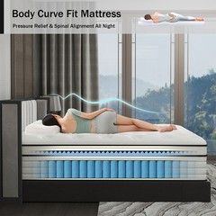 12/14 Inch Full Queen King Size Mattress Hybrid Foam Innerspring Bed in a Box