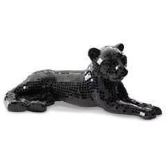Drice Mosaic Black 24.25 In. X 10.25 In. Panther Glass Sculpture