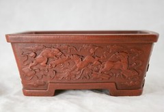 Vintage Rectangular Zisha Cactus & Succulent Bonsai Pot + Mesh 6″x 4.5″x 2.25″