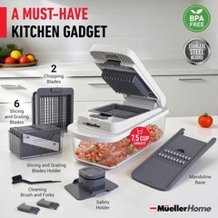 Mueller 10~in~1 Vegetable Chopper & Mandoline Slicer, 8~Blade, with Container