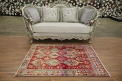 Tribal Geometric Red Rug 4×5 Hand-knotted Wool Traditional Vintage for Any Room