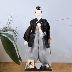 Samurai Doll Japanese Style Desktop Ornament 11.02In Cloth Kimono Figure for …
