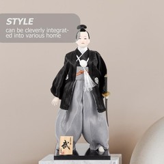 Samurai Doll Japanese Style Desktop Ornament 11.02In Cloth Kimono Figure for …