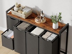 Laundry Sorter with 5 Sections, 45.5 Gal. (170 L) Laundry Hamper with Wheels and