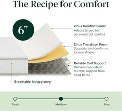 ZINUS 6 Inch Foam and Spring Mattress, Narrow Twin, CertiPUR-US Certified New