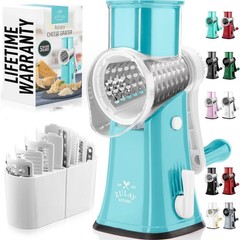 Manual Rotary Cheese Grater 5 Blade Shredder & Vegetable Slicer