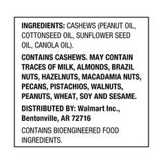 Great Value Deluxe Whole Cashews, Unsalted, 16 oz NEW