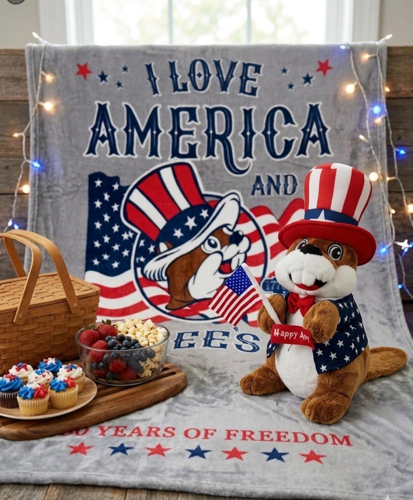 4 of July Buc-Ees 250 Years Of Freedom Blanket & Plush Set 50″x70″ Patriotic Des