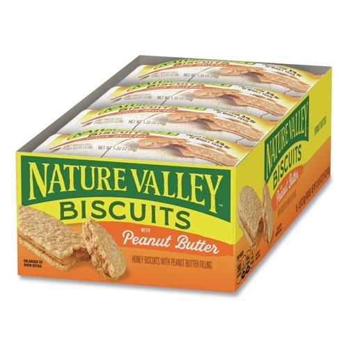 Nature Valley Biscuits, Peanut Butter, 1.35 oz Packet, 16/Box