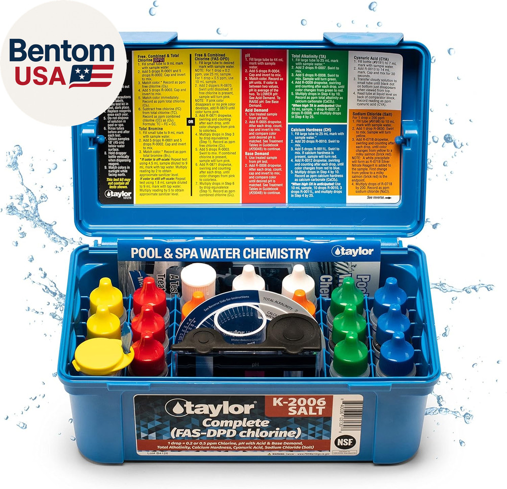 K-2006-SALT FAS-DPD, 9-In-1 Pool & Spa Test Kit, Free & Combined Chlorine, Ph, A