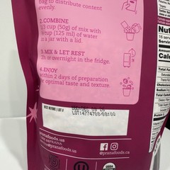 PRANA ORGANIC Overnight OAT & CHIA berry Fairy 16 portions 28 OZ Bag OATS