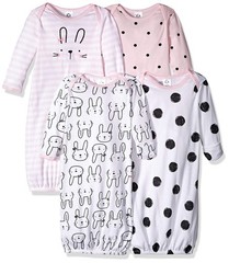 GerberBaby Girls4-Pack Sleeper GownPink Bunny0-6 Months
