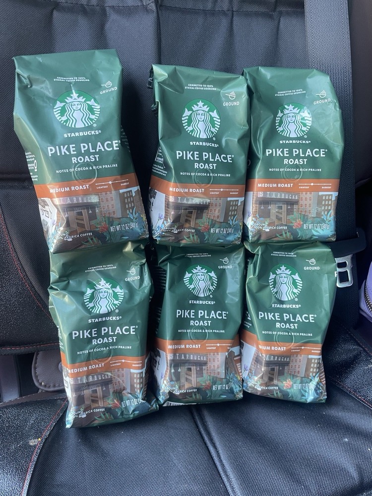 6 Bag Lot PIKE Starbucks Medium Roast Coffee Ground 12 Oz New Sealed