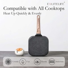 ESLITE LIFE 7 Inch Nonstick Small Grill Pan for Indoor