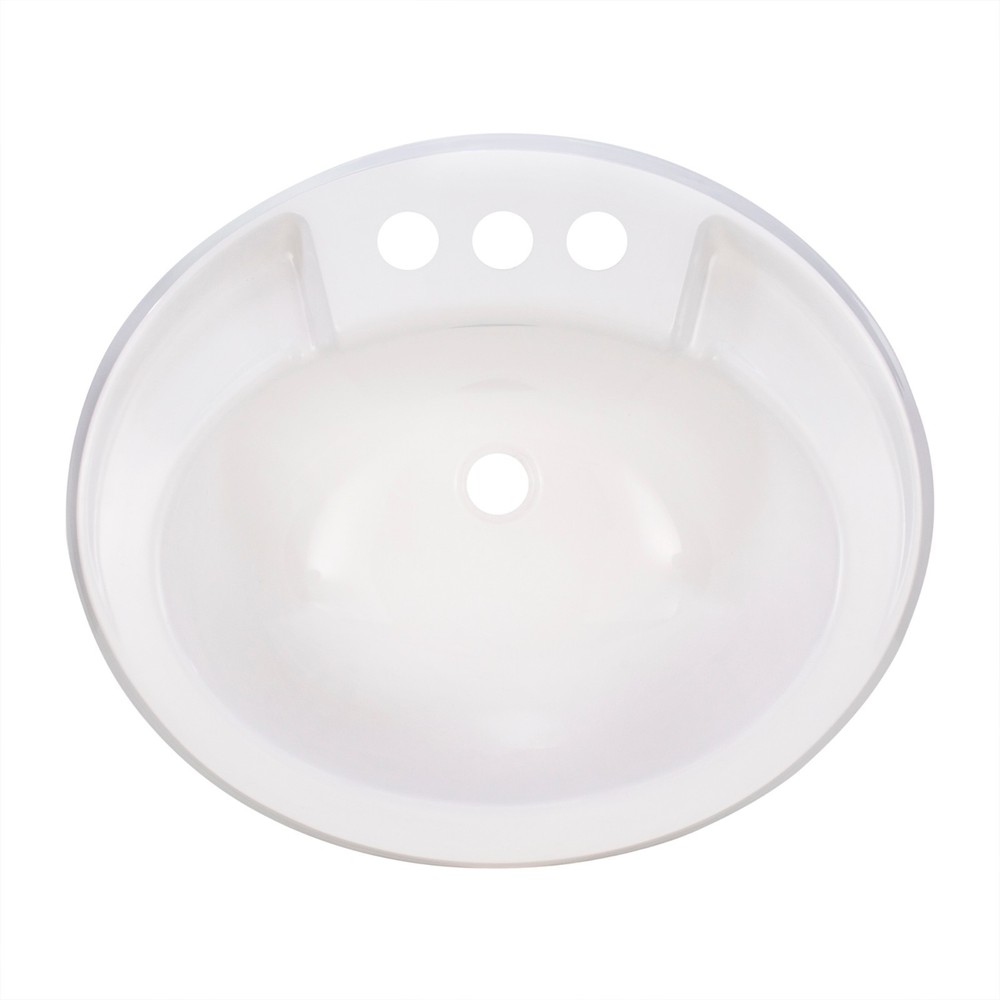 RecPro Oval RV Bathroom Sink White Single Bowl Sink 20″X17″ Plastic