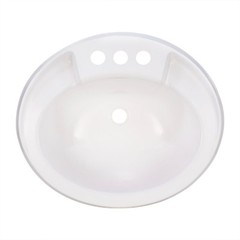 RecPro Oval RV Bathroom Sink White Single Bowl Sink 20″X17″ Plastic